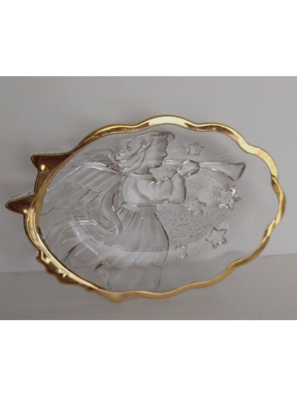 Vintage Mikasa Gold Rim Crystal Candy Dish 6" x 4 1/2" x 1" High - Ark Angel